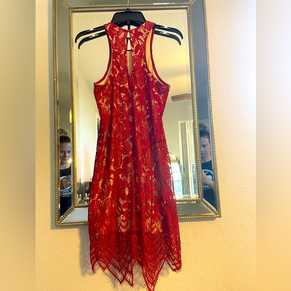 EXPRESS Red Lace Cocktail Dress